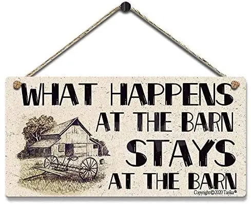 

What Happens in The Barn Stays in The Barn Vintage Look Tin Decoration Painting Sign for Inspirational Quotes Wall Decor