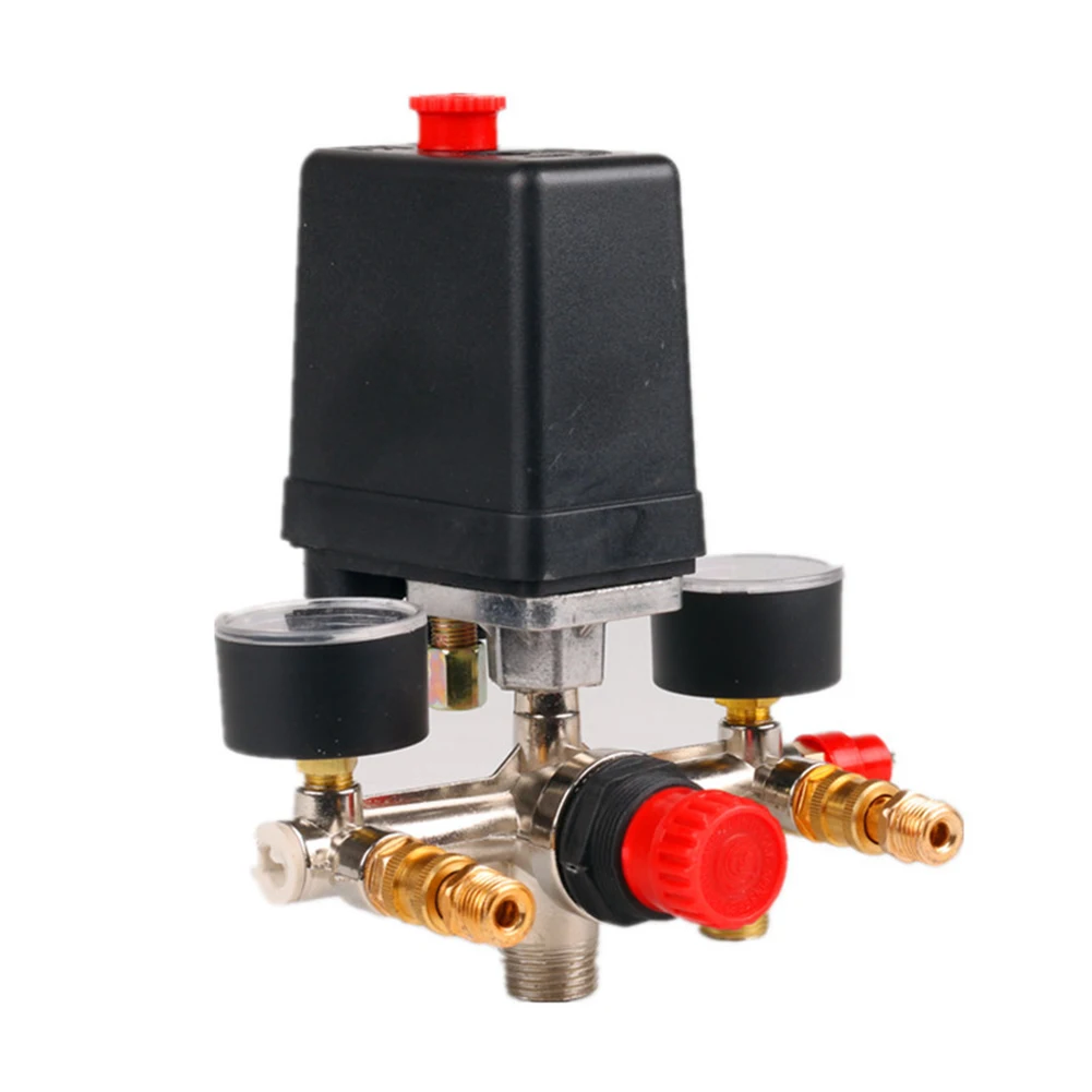 

Air Compressor Pump Pressure Switch Manifold Regulator Control Valve with Quick Connector Gauges 230-380V Aluminum Alloy Bracket