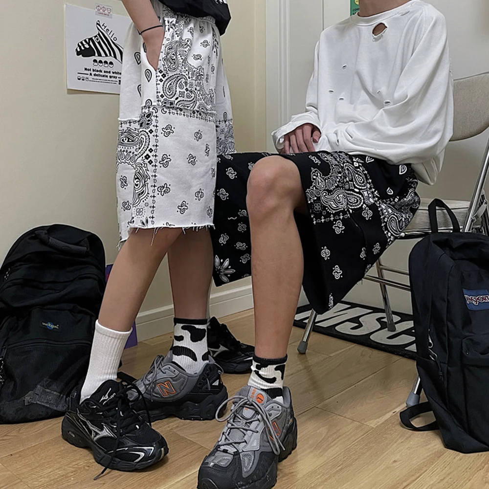 

Fashion Colors Patchwork Shorts Casual Breechcloth Classic Cashew Flower Shorts Men Elastic Waist Cotton Women Clothing