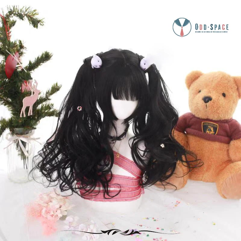 

Harajuku Soft Sister Lolita Wig Lovely Black Princess Wind Face Lolita Long Curly Hair Black Lovely Sweet Christmas gifts
