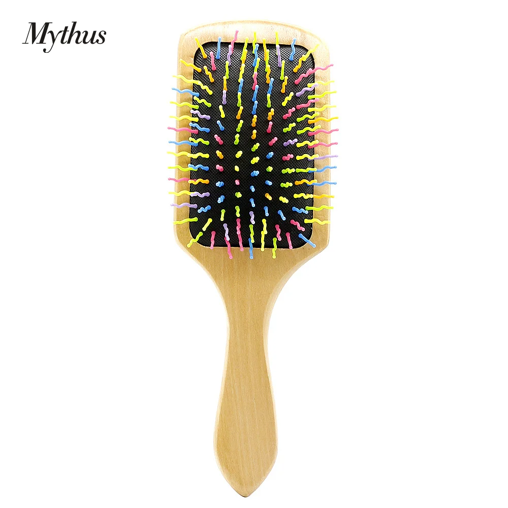 Новый дизайн радужная расческа для волос деревянная Массажная щетка волос|design