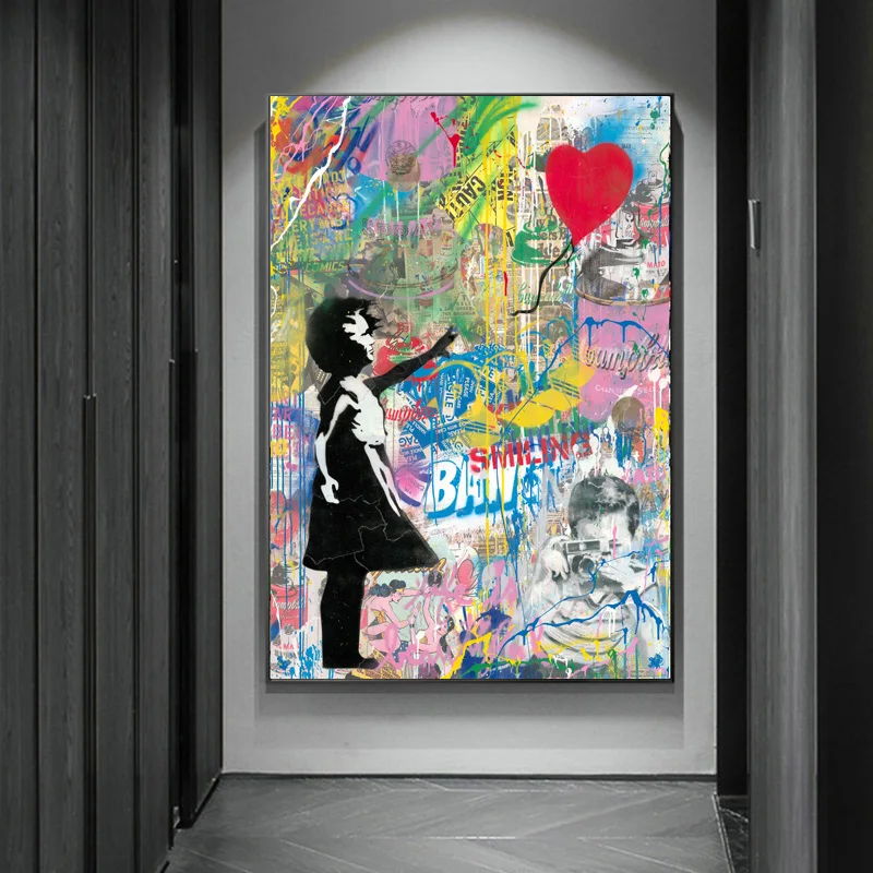 Уличные граффити Бэнкси картина на холсте абстрактные настенные панно для
