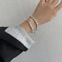 silver 925 jewelry fashion heart shape women bracelet simple vintage stitching accessories cool design womens bracelets