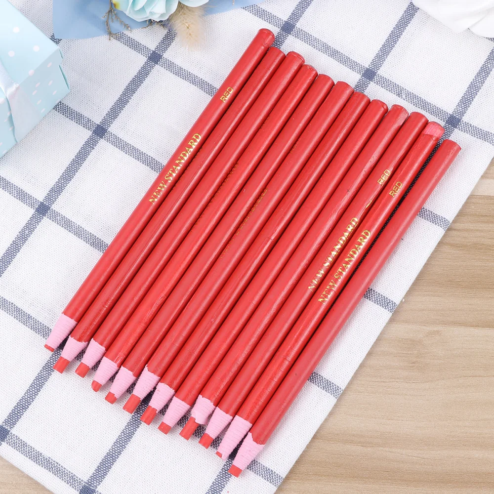 

12PCS Peel-off Wax Pen Easy to Remove Marker for Ceramic Glass Cloth Metal Wood Leather (Red)