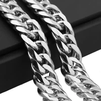 91113161921mm hip hop stainless steel silver color miami cuban chain chunky necklace or bracelet for men women 7 40inch