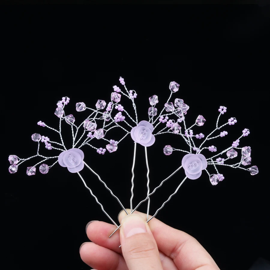 Заколки для волос женские ручной работы свадебные украшения с цветочным узором