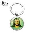 Азиатских Иисуса художественной фотографией Серебряный цветной брелок с надписью I Love Иисус христианская религиозная вера Стекло кабошон сплав подвеска брелок для автомобиля, кольцо для ключей на сумку