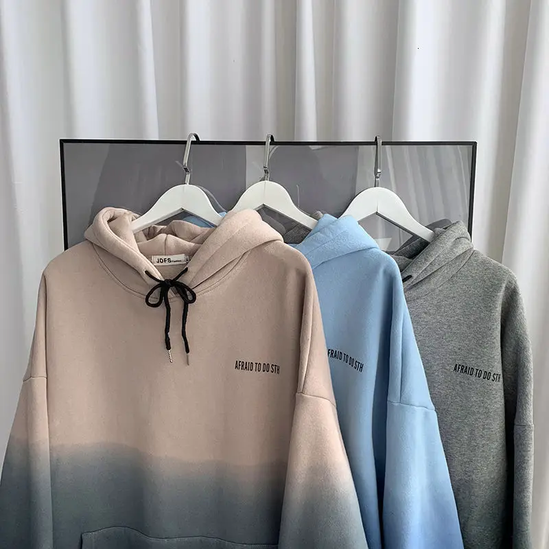 

New Gradients Korean Men Hoodies 2021 Autumn Winter New Men's Hooded Sweatshirts Fashion Man Streetwear Casual Pullovers