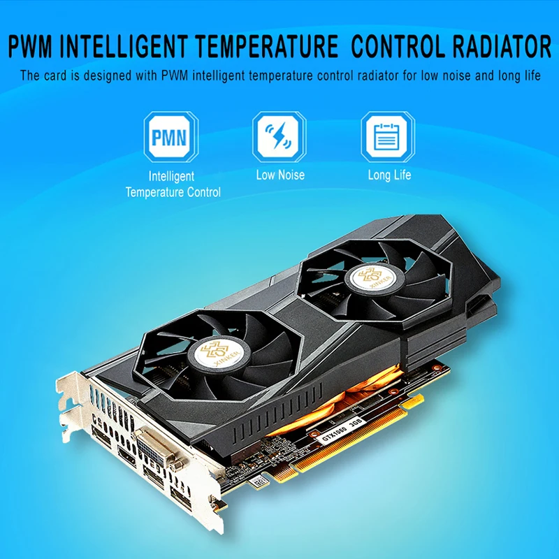 Видеокарта 8008 МГц GTX1060 3g 192Bit GDDR5 PCI-E 3,0 для NVIDIA GPU DVI-DP-HDMI с двумя вентиляторами GTX 1060