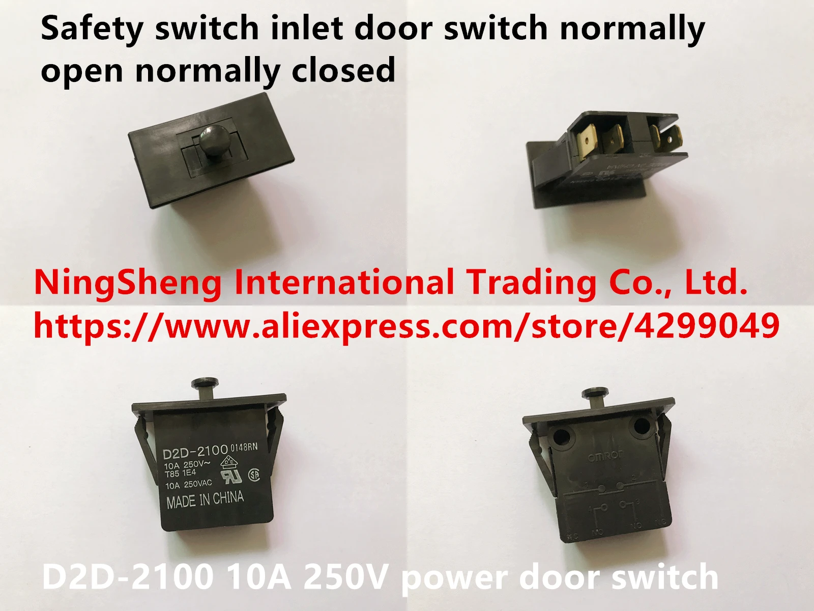 

Original new 100% China import D2D-2100 10A 250V power door switch safety switch inlet door switch normally open normally closed