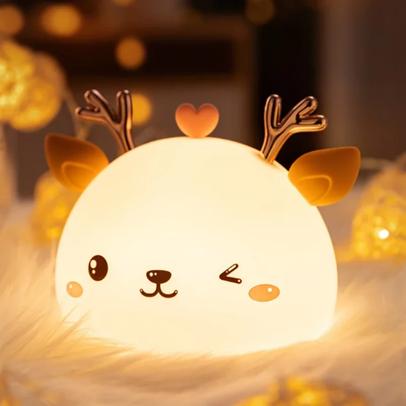 

Small night light cat silicone bunny touch sensor bedroom bedside light remote control baby gift USB charging
