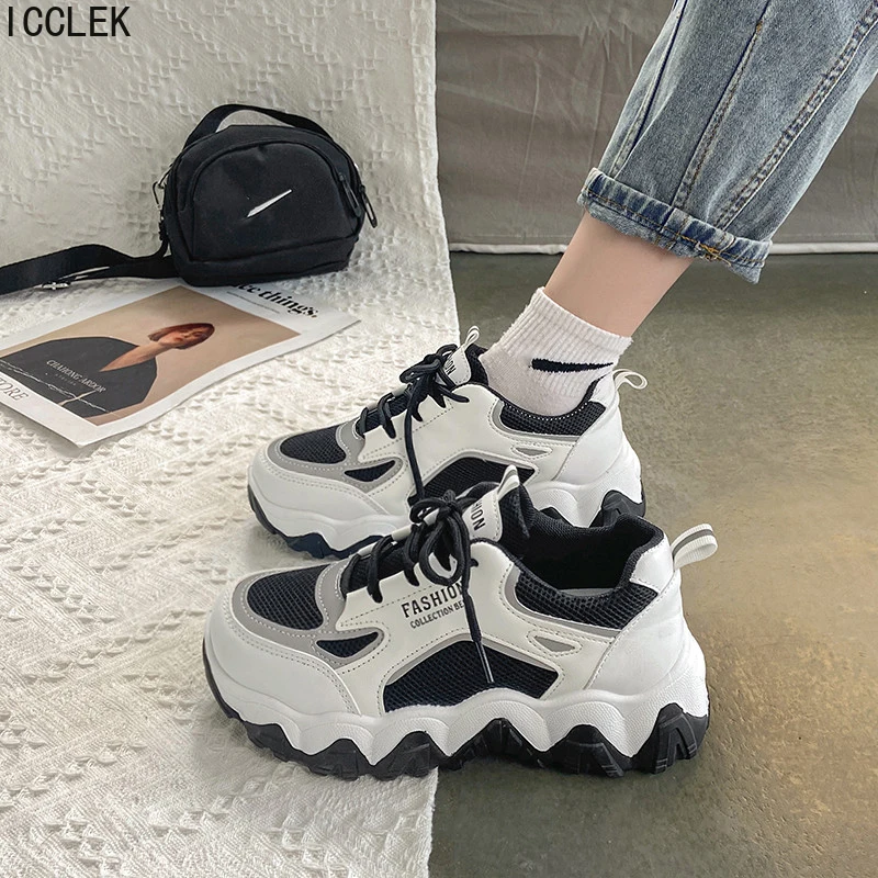 

New Women Breathable Sneaker 2022 Woman Lace Up Vulcanized Ladies Comfortable Women's Casual Flat Female Tennis Shoes Plus Size