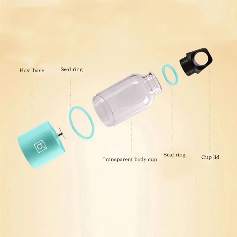 4 Blade Portable Blender Juicer Machine Mixer Electric Mini Usb Food Processor Juicer Smoothie Blender Cup Maker Juice 500ml