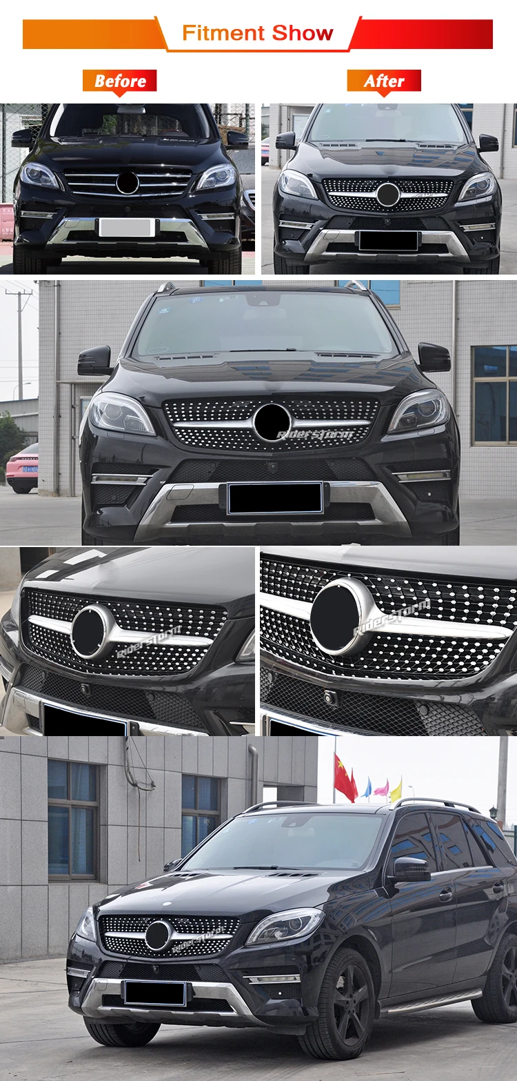 Алмазная решетка для ML Class W166 Передняя Алмазная решетка для w166 для ML250 ML300 Алмазная решетка переднего бампера w166 гриль