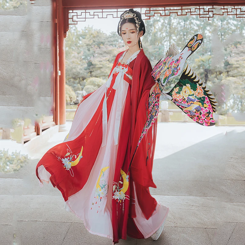 New Fairy Hanfu Red Top 6m Skirt Hem Cosplay Chinese Ancient Clothing Women's Wear Rave Girl Performance Festival Outfits 3264 |