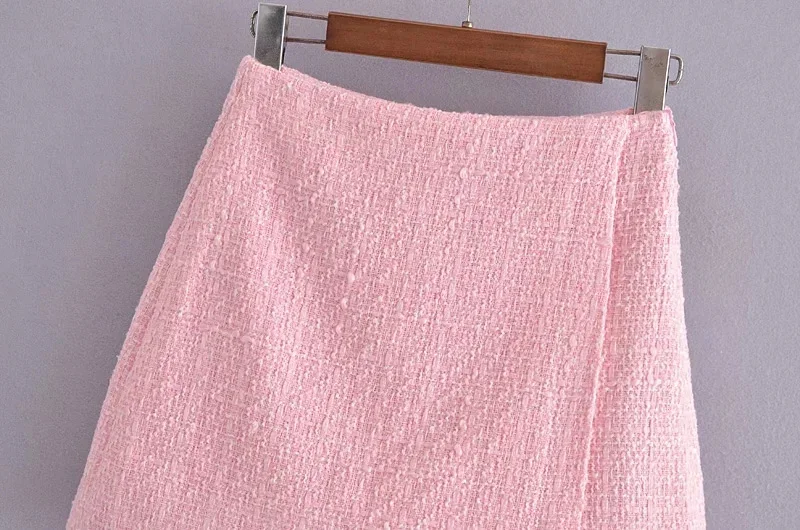 

ZA 2021 summer shorts sexy High Waist Tweed Shorts Skirts Vintage Side Zipper mini shorts Female Skorts Mujer