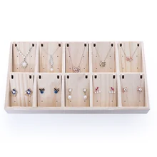Hot Sale Solid Wood 10 Grids Earring Holder Necklace Shelf Tray Counter Pendant Jewelry Storage Props Display Household Storage