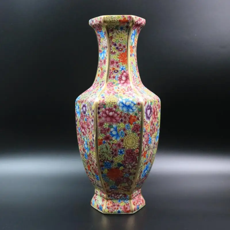 

Jingdezhen Antique Gold Enamel Delicate Six Square Flower Vase