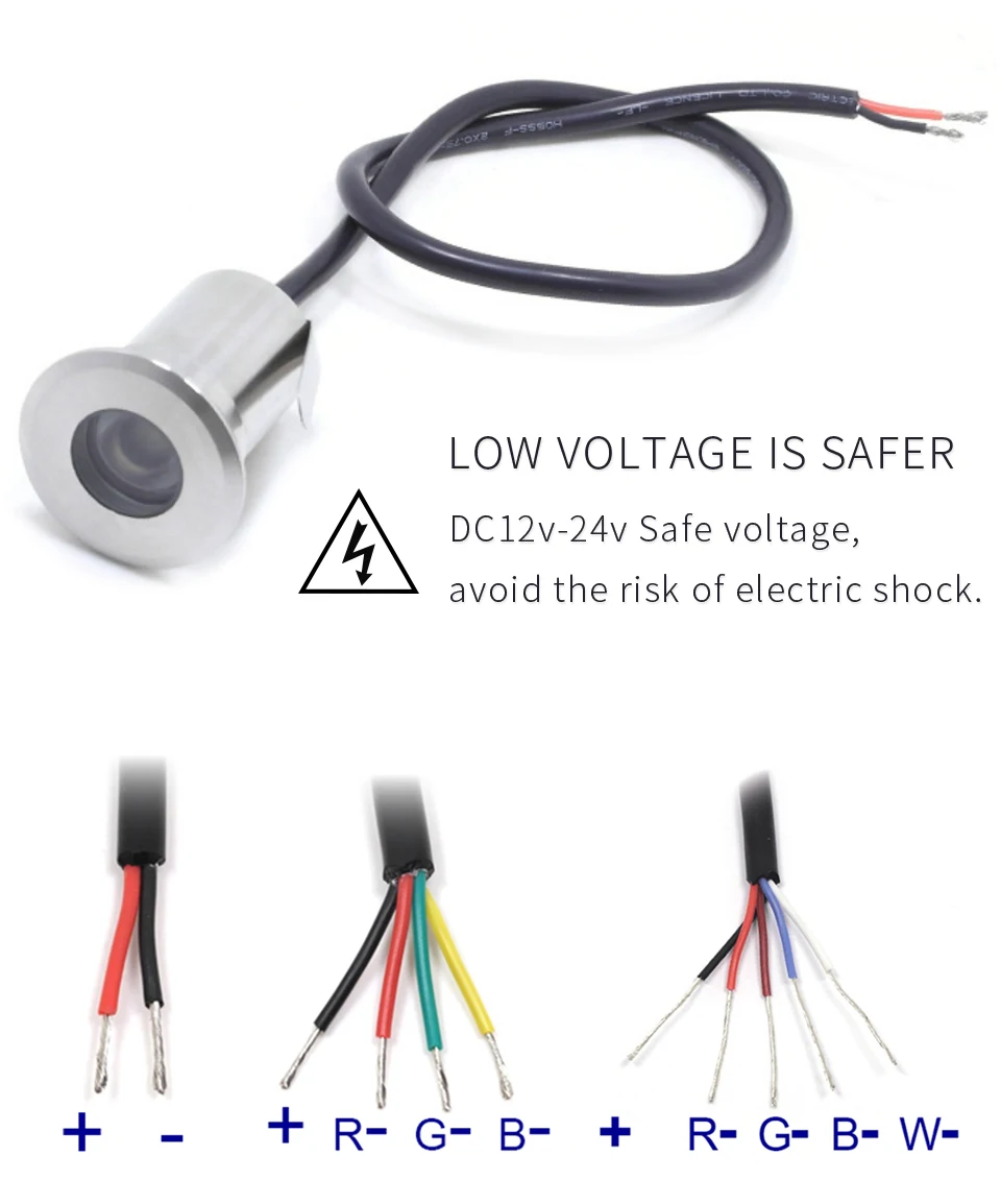 ponto de luz rgb, ip68, 12v, subterrâneo,