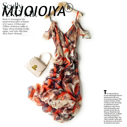 

100% Real Silk Summer Women's Dress Sexy Vintage Floral Long Woman Dress Vintage Maxi Dresses for Women Vestido De Mujer