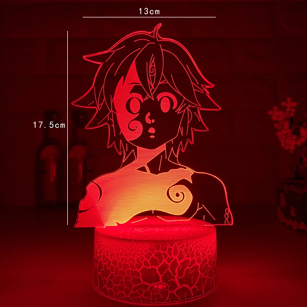 Japanese Manga The Seven Deadly Sins 3D Illusion Figurine Lamp Meliodas Silhouettes Hot Anime Night Light for Home Bedroom Decor images - 6