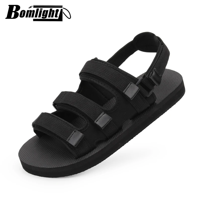 Мужские сандалии-гладиаторы Bomlight римские шлепанцы плоская подошва черные