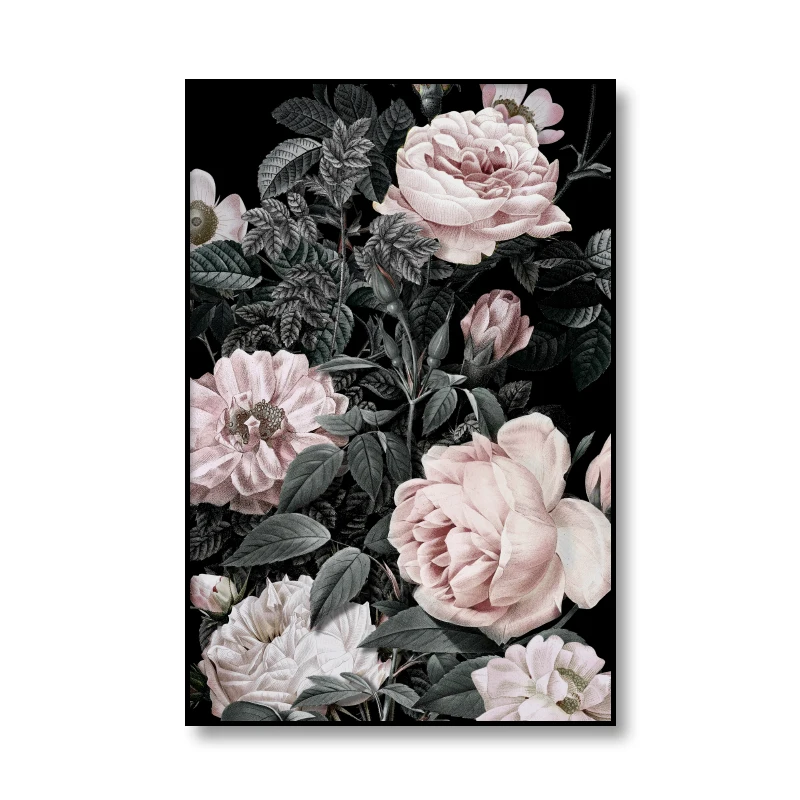 

Pink White Rose Peony Canvas Painting Flowers Wall Art Texture Pictures Poster and Print For Living Room Bedroom Home Decoration