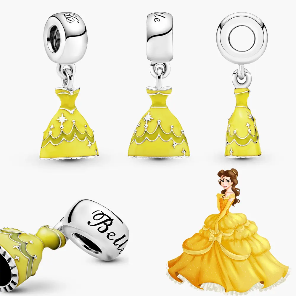 S925 Серебряное очаровательное красивое и чудовище платье Миссис Поттс с чашкой