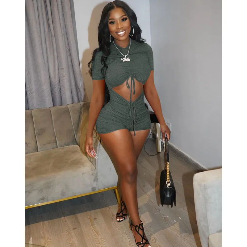 

Летняя одежда, комбинезоны, женский комбинезон, шорты, однотонный сексуальный цельный комбинезон с вырезами, Клубная одежда, одежда для отд...