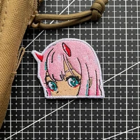 anime cute girl embroidery patch two dimensional pink girl patch looking at you embroidery badge bag tactical armband