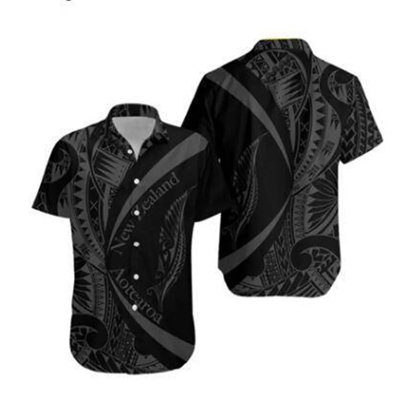 

Usa size Men's Summer Casual Beach Short Sleeve Black Retro Stripes 3d Printed Hawaiian Shirt Quick Dry Loose Tee
