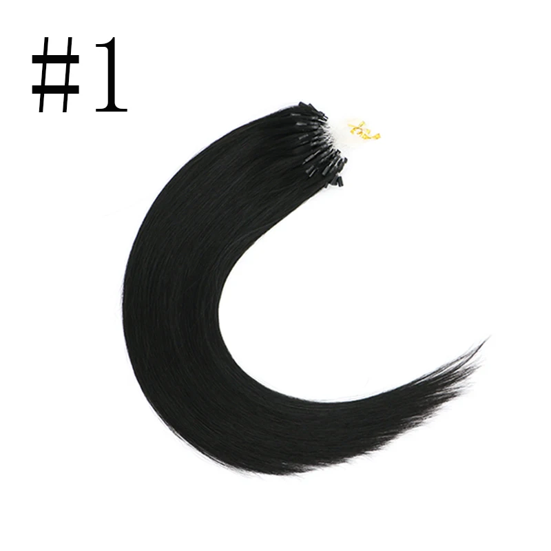 #1 Sindra волосы для наращивания на микро кольцах волосы remy 14-24 дюйма человеческие волосы для наращивания на микро-кольцах - Цвет: #1