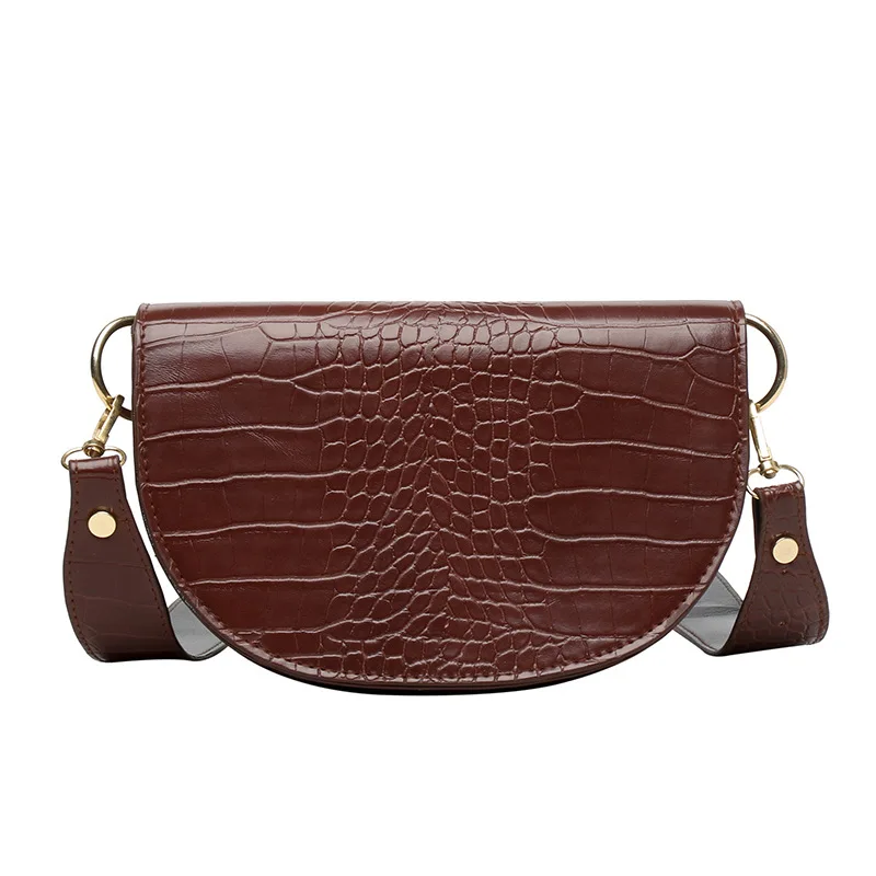 

Tide new fashion shoulder saddle bag autumn and winter wide shoulder strap messenger bag atmosphere French niche tide
