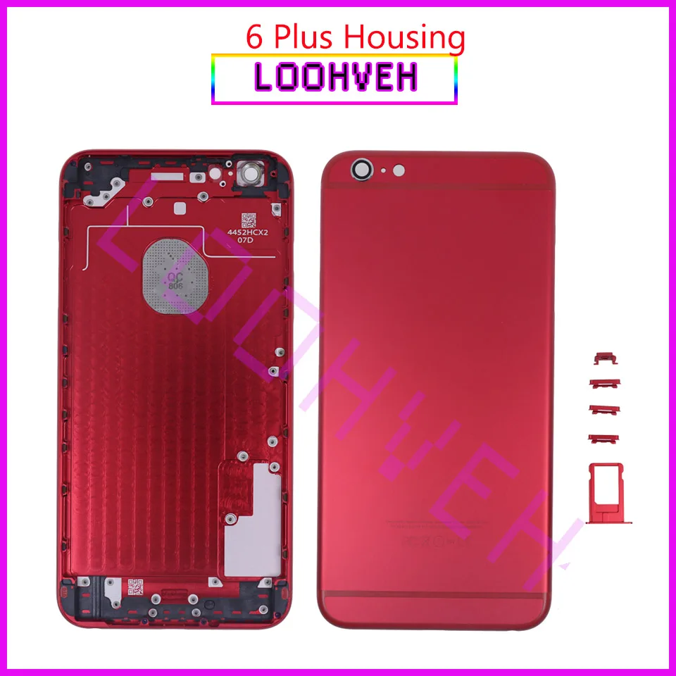 Red black Housing for iPhone 6 6S Metal Back Case Battery Cover Housing 6 plus 6S Plus Middle Frame Chassis