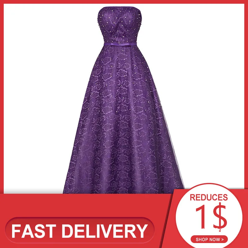 Темно-ярко-синее без бретелек длинное вечернее платье дешевое кружевное