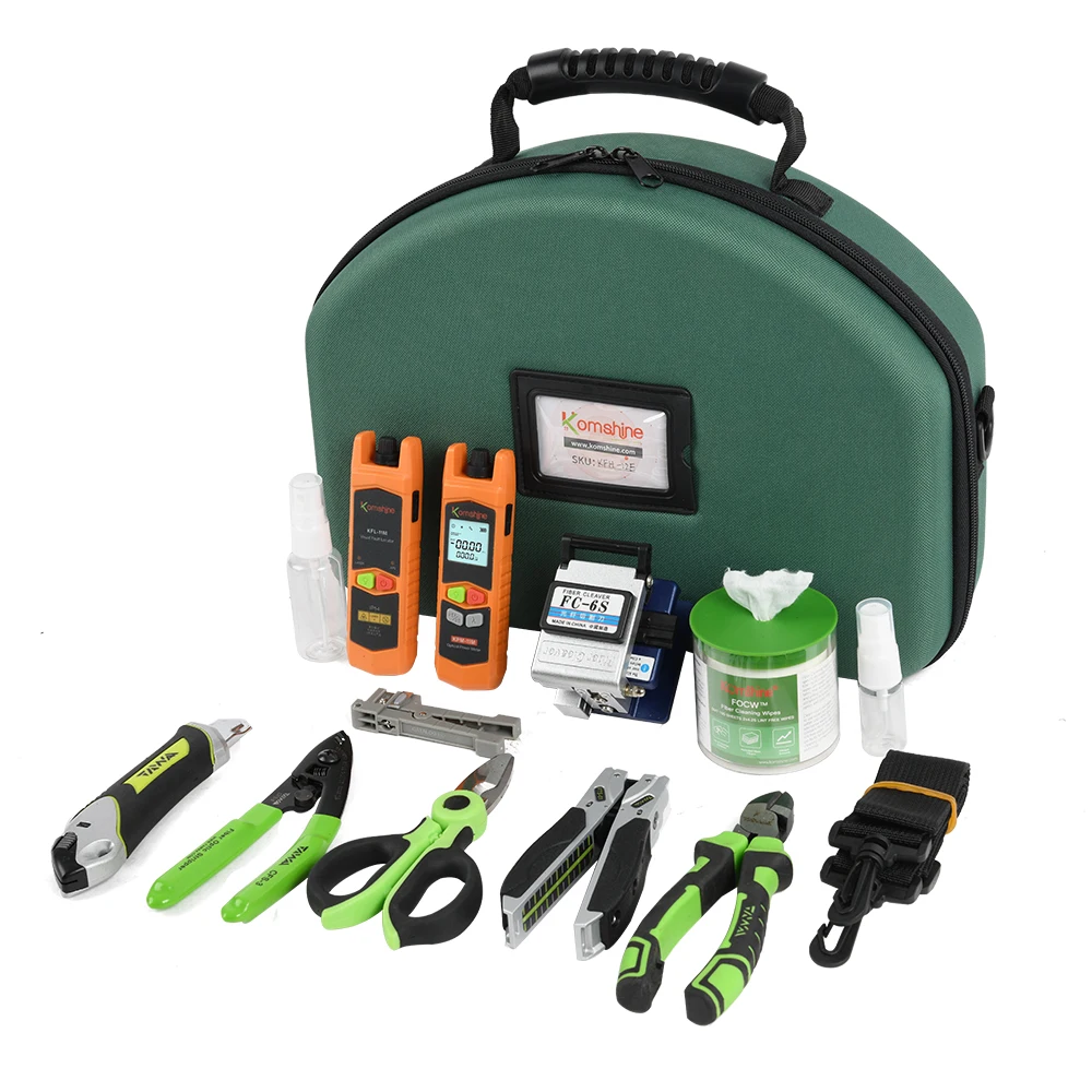 KOMSHINE KFH Series FTTH Tool Set Tool kit Include Optical Fiber Cleaver,Optical Power Meter,Optical Light Source,VFL ,ect