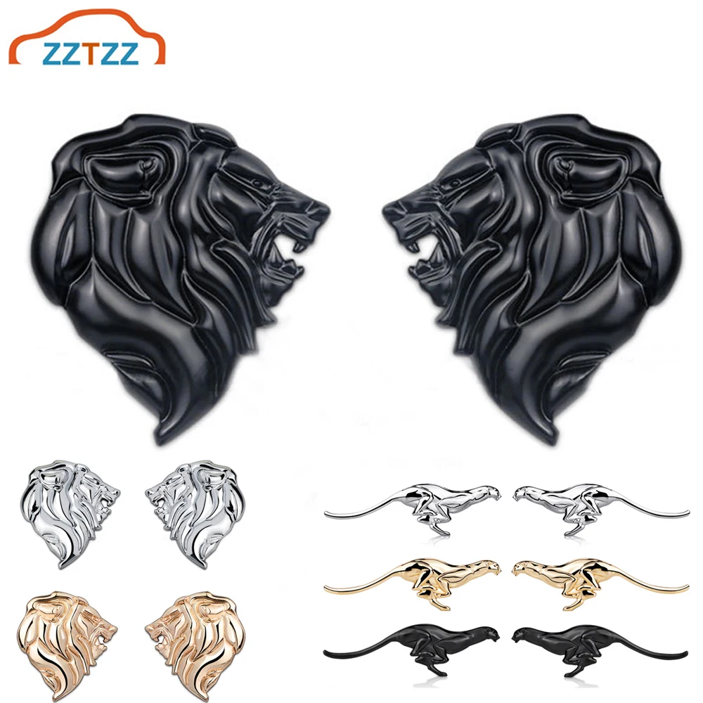 

1Pcs 3D Metal Lion Head Car Side Rear Trunk Emblem Badge Sticker Decals for Universal Cars Moto Bike Decorative