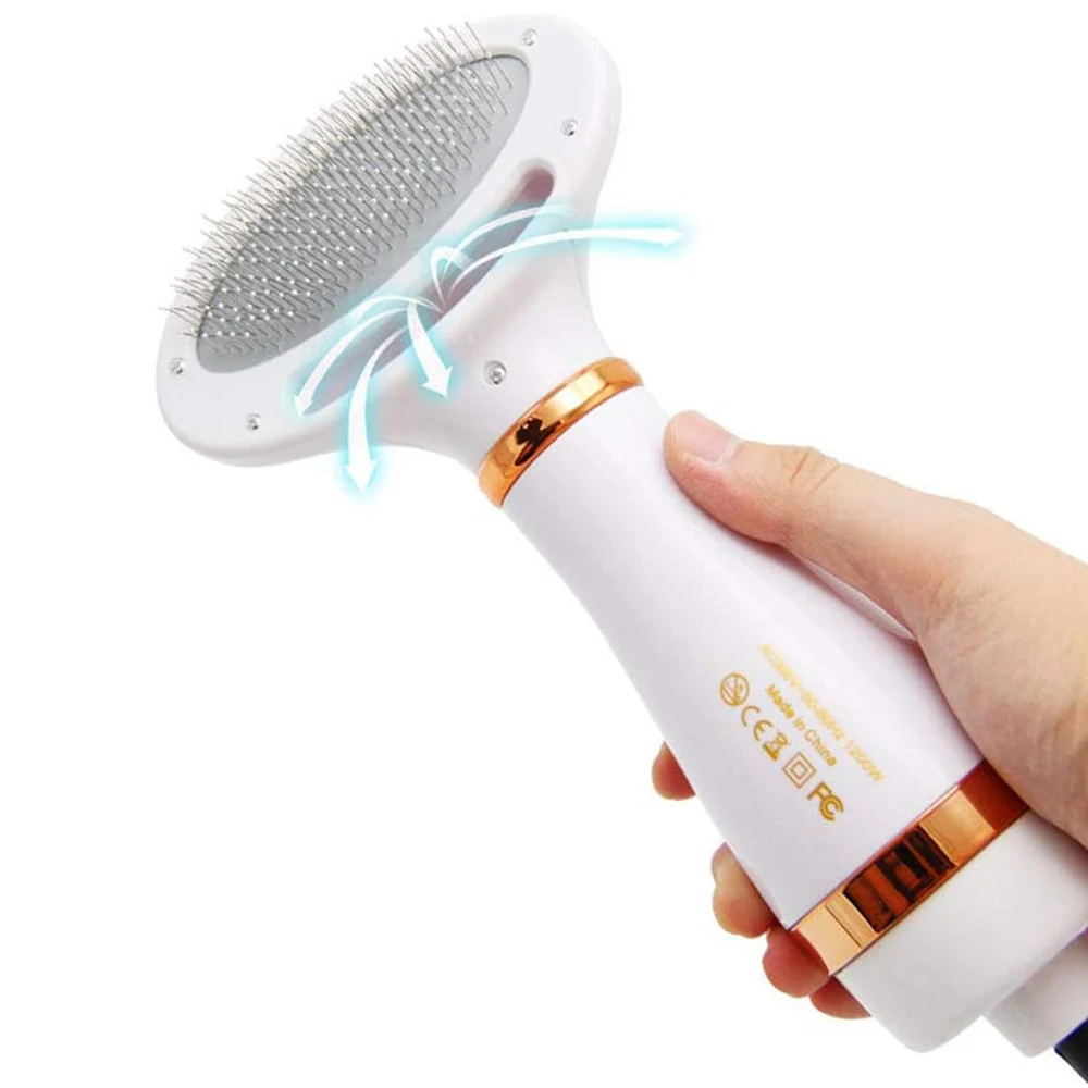 Pet Hair Dryer 2 In 1 Portable Grooming Tool Dog Comb Blower with Slicker Brush Quick-Drying Cat |