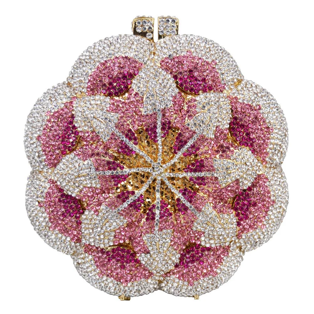 

Diamond bag lady clutch 2020 new rose flower rhinestone bag wispy metal simple fashion portable crystal dinner bag