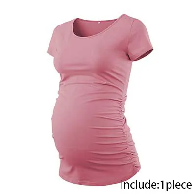 Комплект из 3 предметов; Одежда для беременных; Ropa Embarazada; футболка; топы; Футболка для беременных; повседневная одежда с оборками сбоку - Цвет: pic