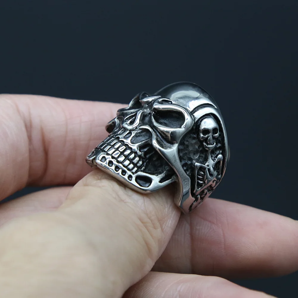 Кольцо с черепом Kapala мужское Крутое кольцо в готическом стиле из нержавеющей