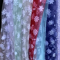 155x100cm flocking snowflake colorful mesh soft tulle for christmas wedding party stage clothes dress handmake decoration fabric