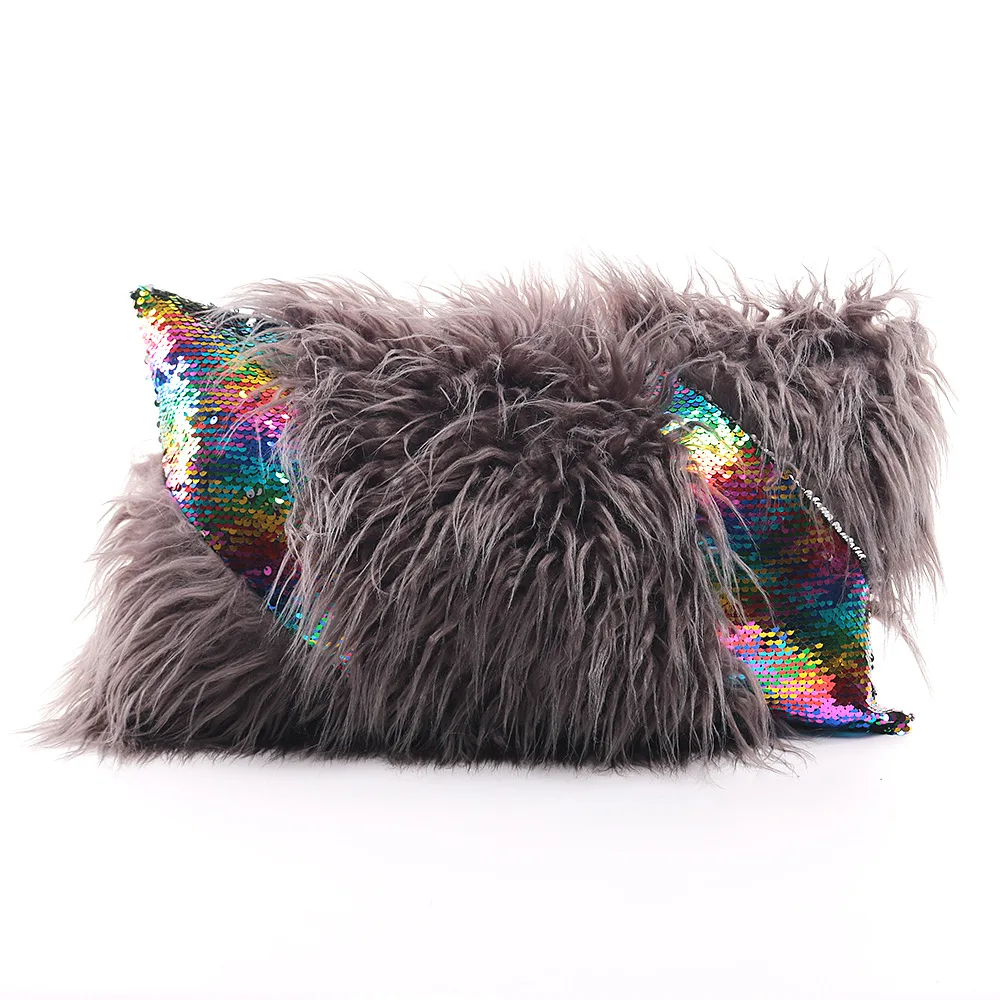 

Sequins Soft Cushion Covers Home Decor Plush Throw Pillow Cover Living Room Bedroom Sofa Pillowcase Luxury Shaggy Fluff