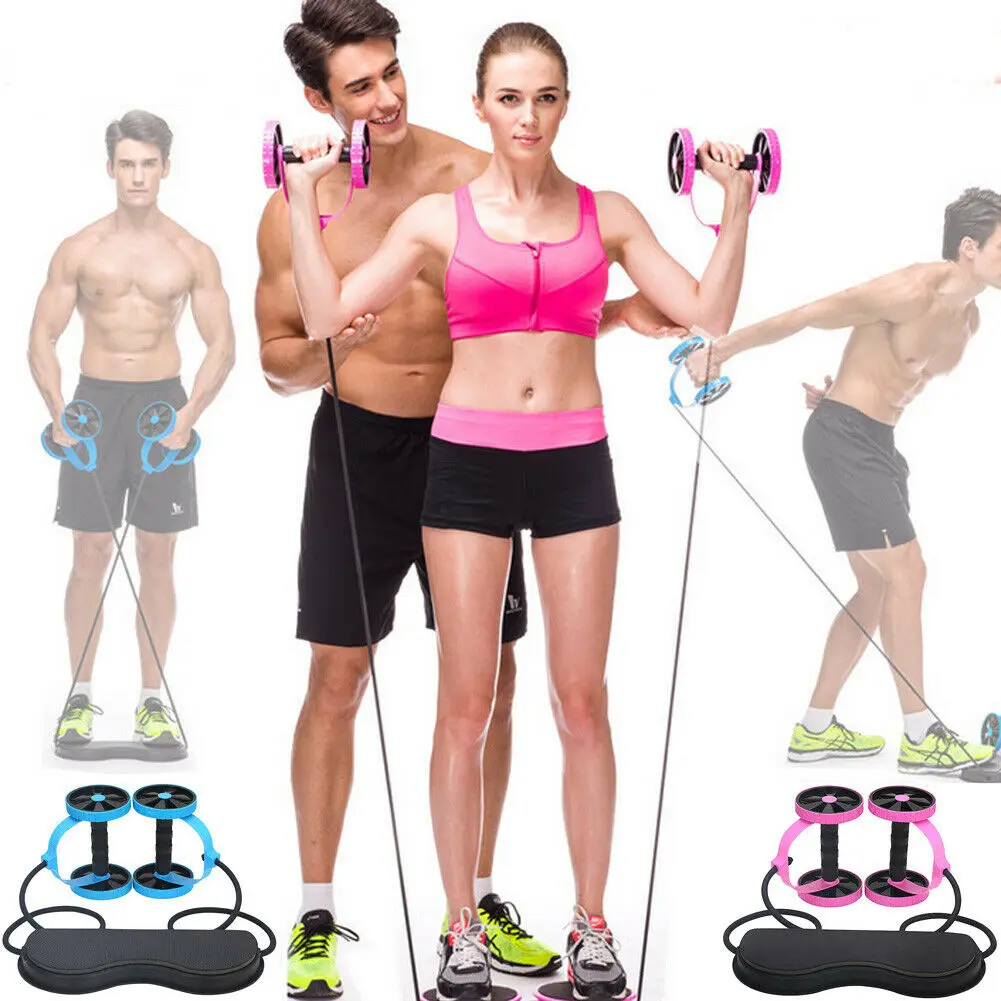 

Women Body Building Fitness Equipments Ab Roller Abdominal Power Roll Trainer Waist Slimming Exerciser Core Double Wheel Fitness