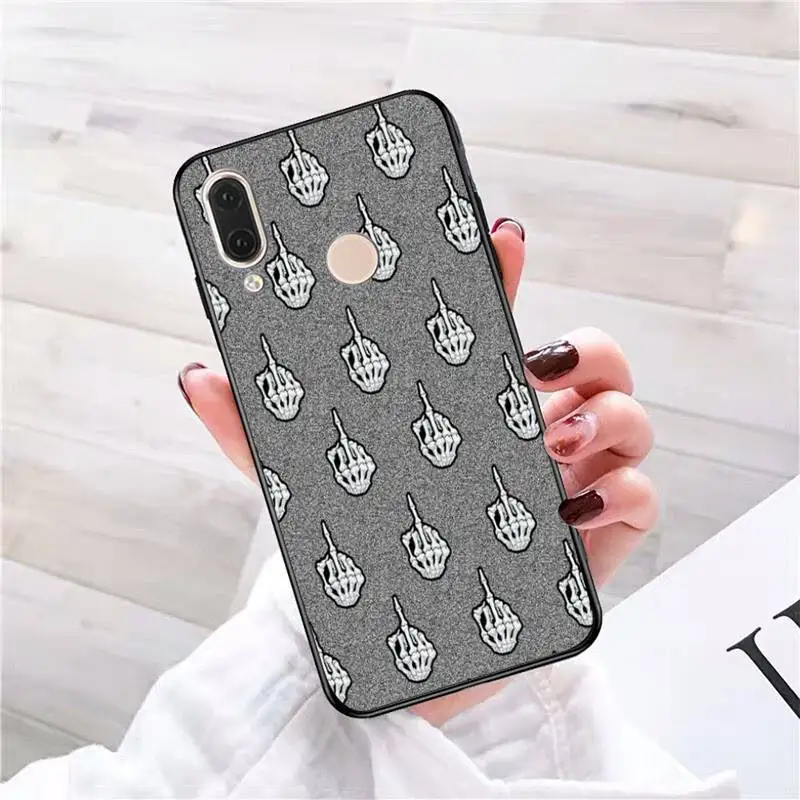 Babaite Funny skull hand Black TPU Soft Rubber Phone Cover Phone Case For Redmi note 8 8Pro 8T 6pro Redmi 8 7A 6A Xiaomi mi 8 9