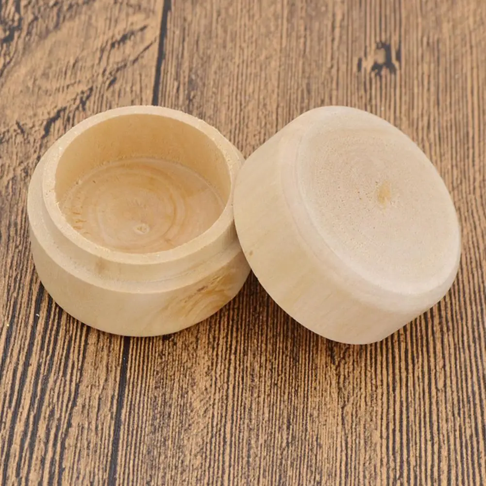 

New 5cm x 3.5cm Mini Round Pine Wood Ring jewelry box Trinket handmade soap box Storage Container Gift For Watch Case Boxes