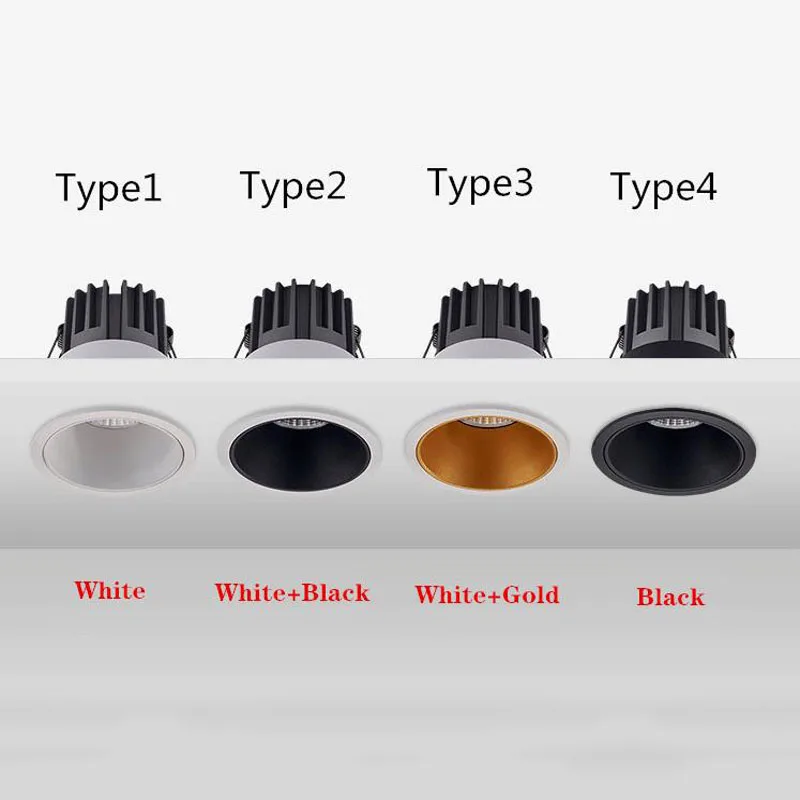 

Dimbare Cob Led Downlights 7W 9W 12W 15W Verzonken Led Plafond Spot Verlichting Warm Wit Natuur wit Koud Wit Ac 110V 220V