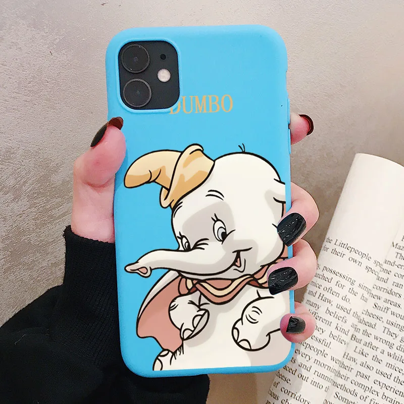 Мультфильм слон Дамбо чехол для телефона для iPhone 11 Pro XR X Xs Max 8 7 6 Plus 6S 5S SE матовый Силиконовый чехол s мягкая задняя крышка - Цвет: P2Blue