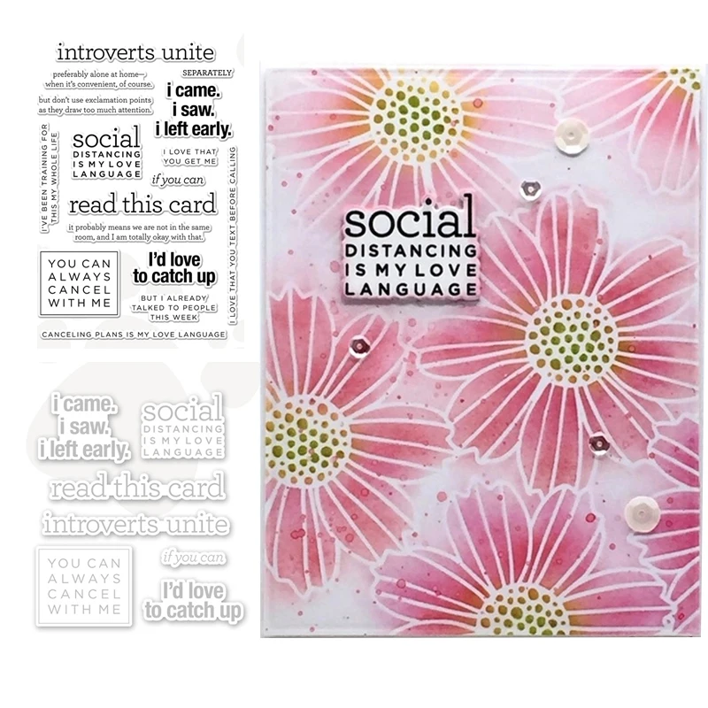 

Metal Cutting Dies and Stamps Social Phrase Letters Scrapbooking Craft Stencil DIY Album Paper Make Template Decoration Model