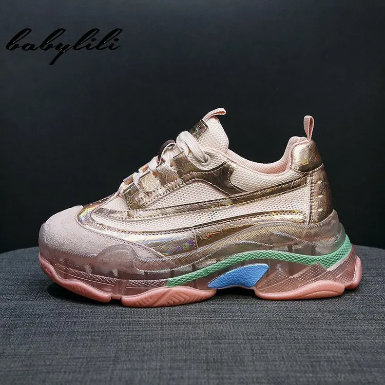 Женские массивные кроссовки вулканизированные женские модные кружевная корзина